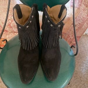 Idyllwind cowgirl Boots Black Suede with fringe size 7.5